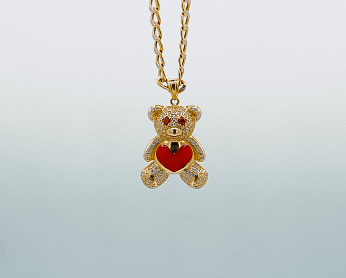 14k Bear Red Heart Medal by GDO