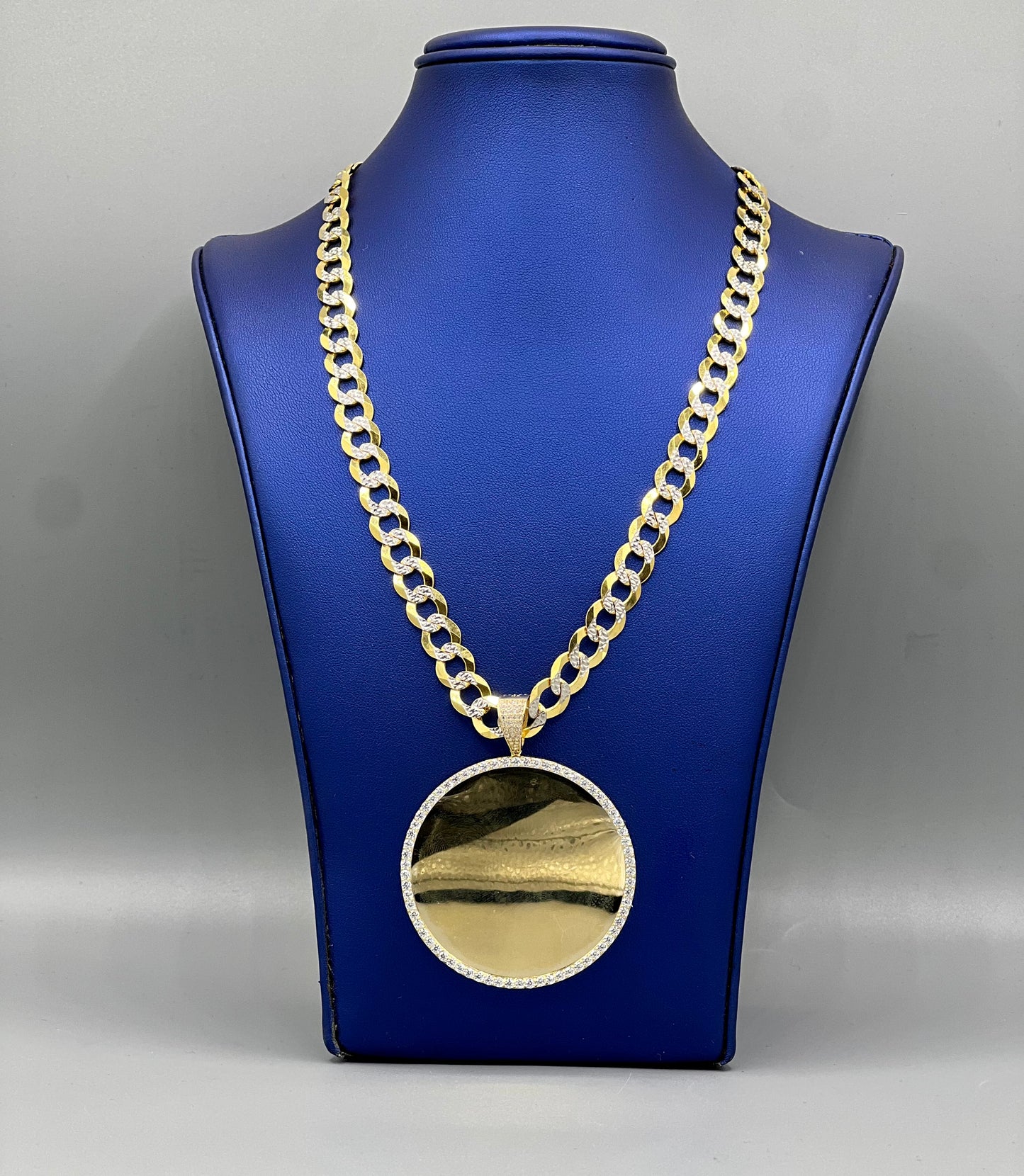 14K a solid Cuban chain With Picture pendant by GDO