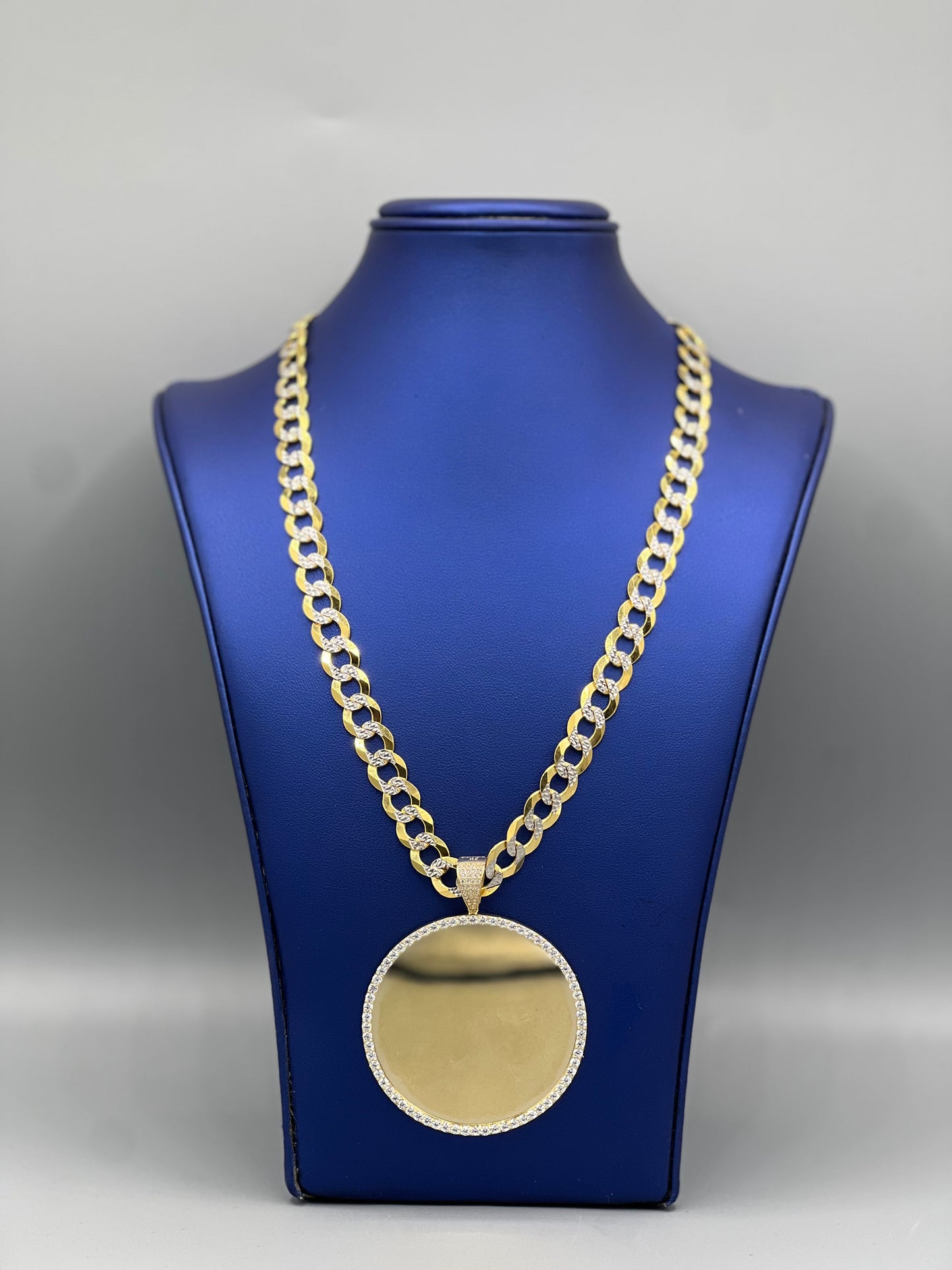 14K a solid Cuban chain With Picture pendant by GDO