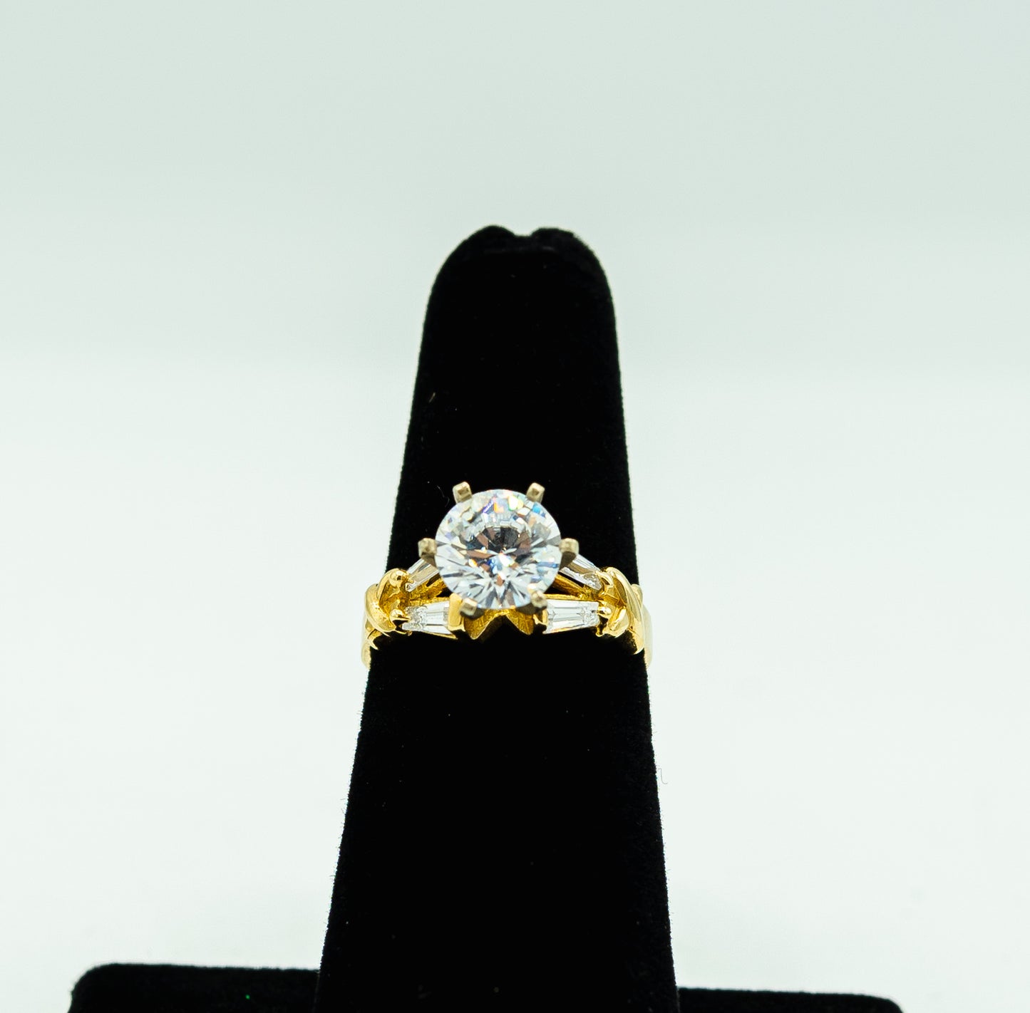 14k white stone engagement ring by GDO
