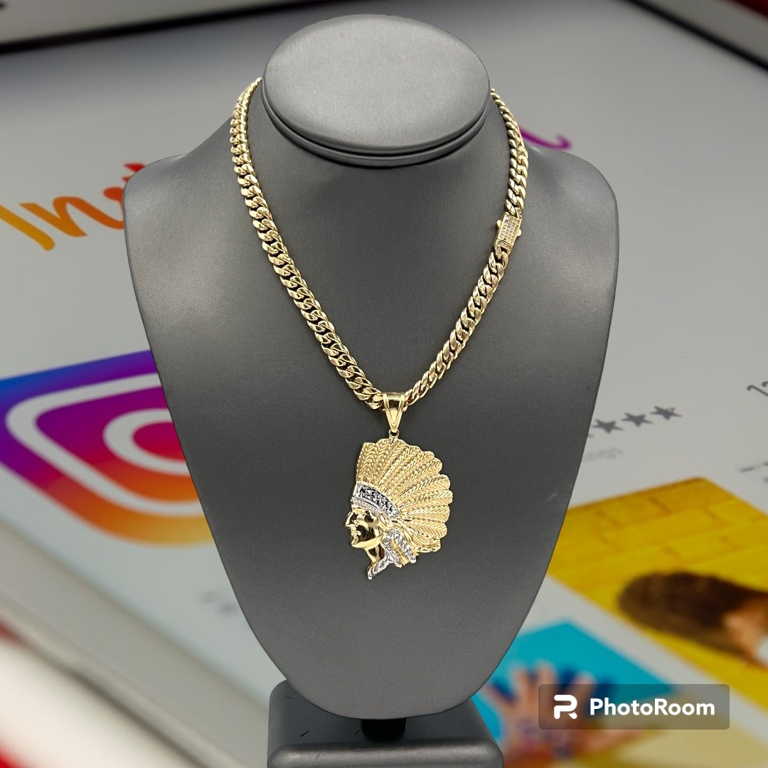 Instagram🔥 Sale  14K Semi solid Cuban chain with Indian Head by GDO