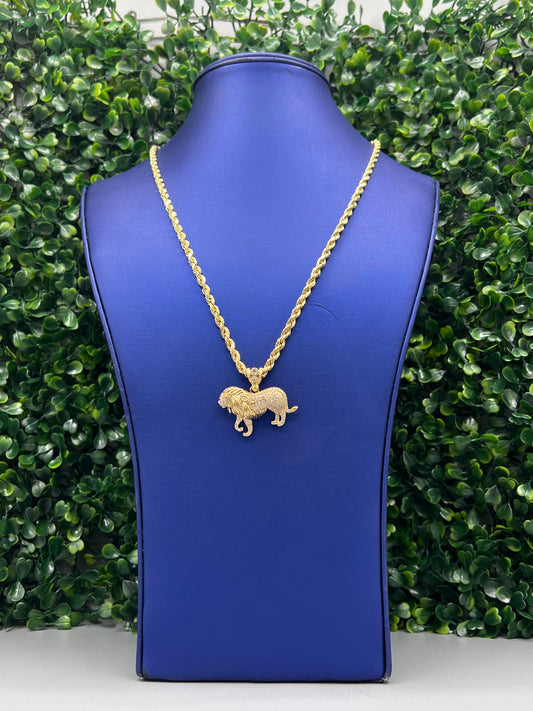 New 14K Lion 🦁 Pendant With Rope chain by GDO