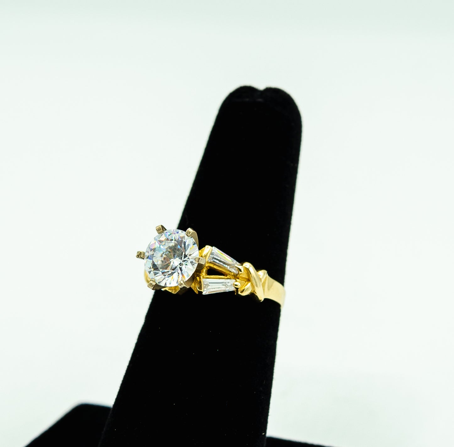 14k white stone engagement ring by GDO