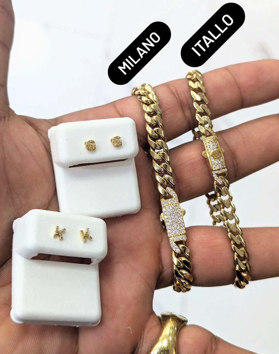 14k Cuban Bracelet + Free Diamonds Earrings