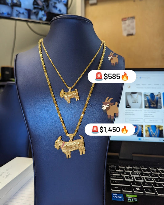 14k rope chain with goat pendant