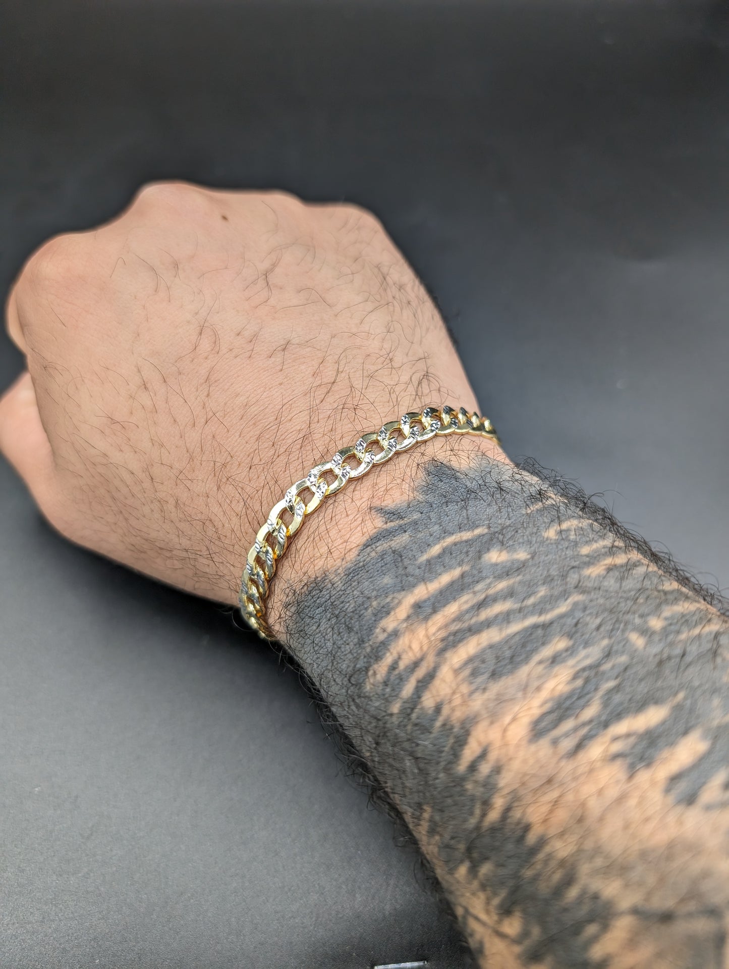 14k Two tone cuban bracelet 7mm
