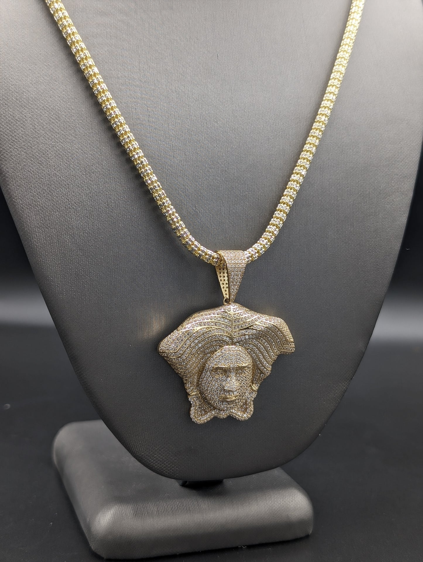 14k Ice Chain with Medusa pendant