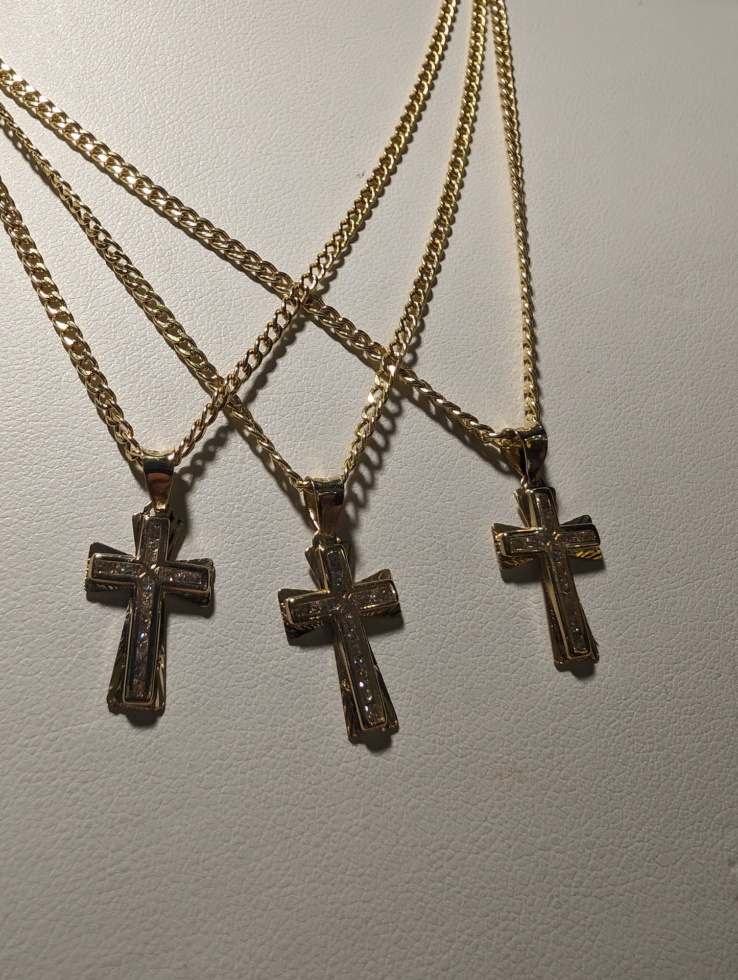 14k Cuban chain with cross pendant