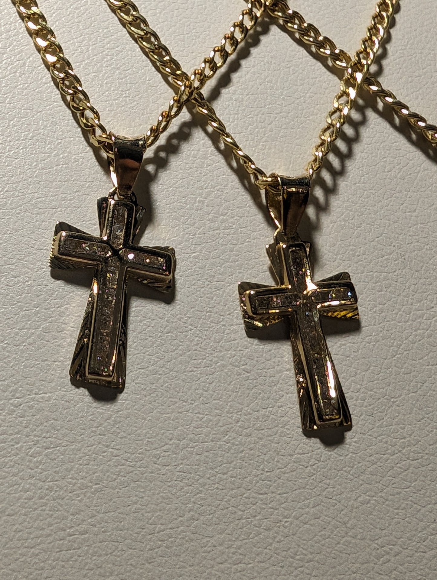 14k Cuban chain with cross pendant