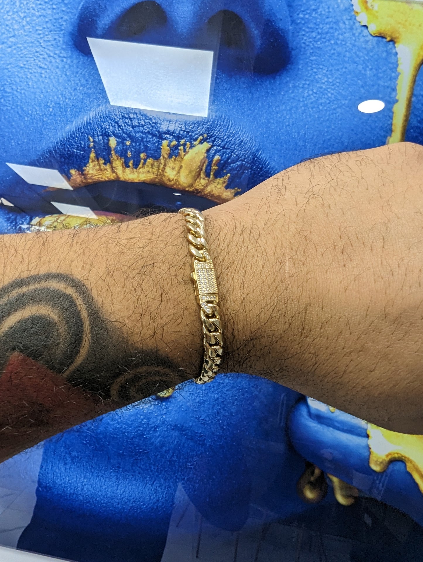 14k Cuban Bracelet with cz lock