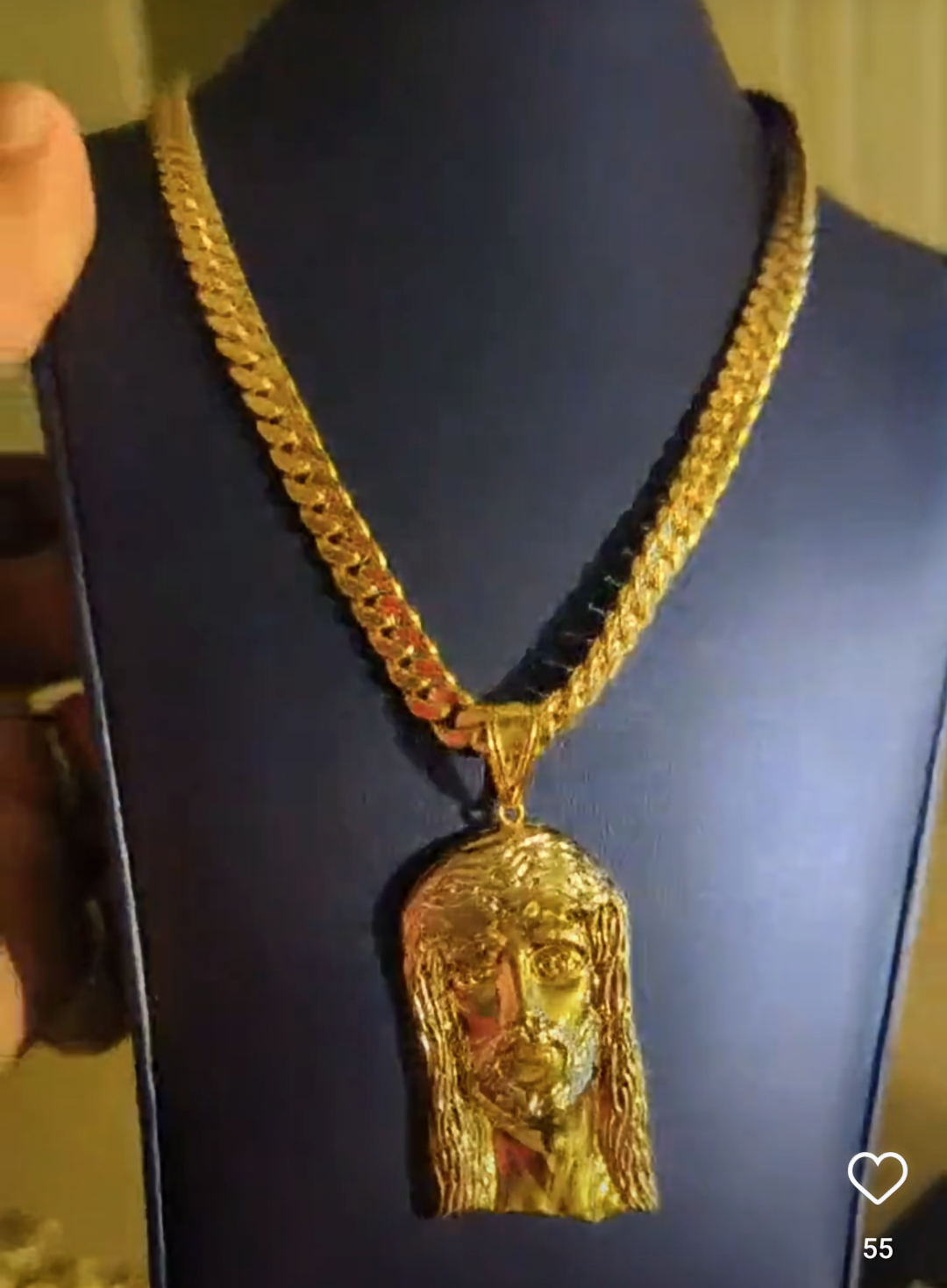 14k Cuban chain with jesus face pendant