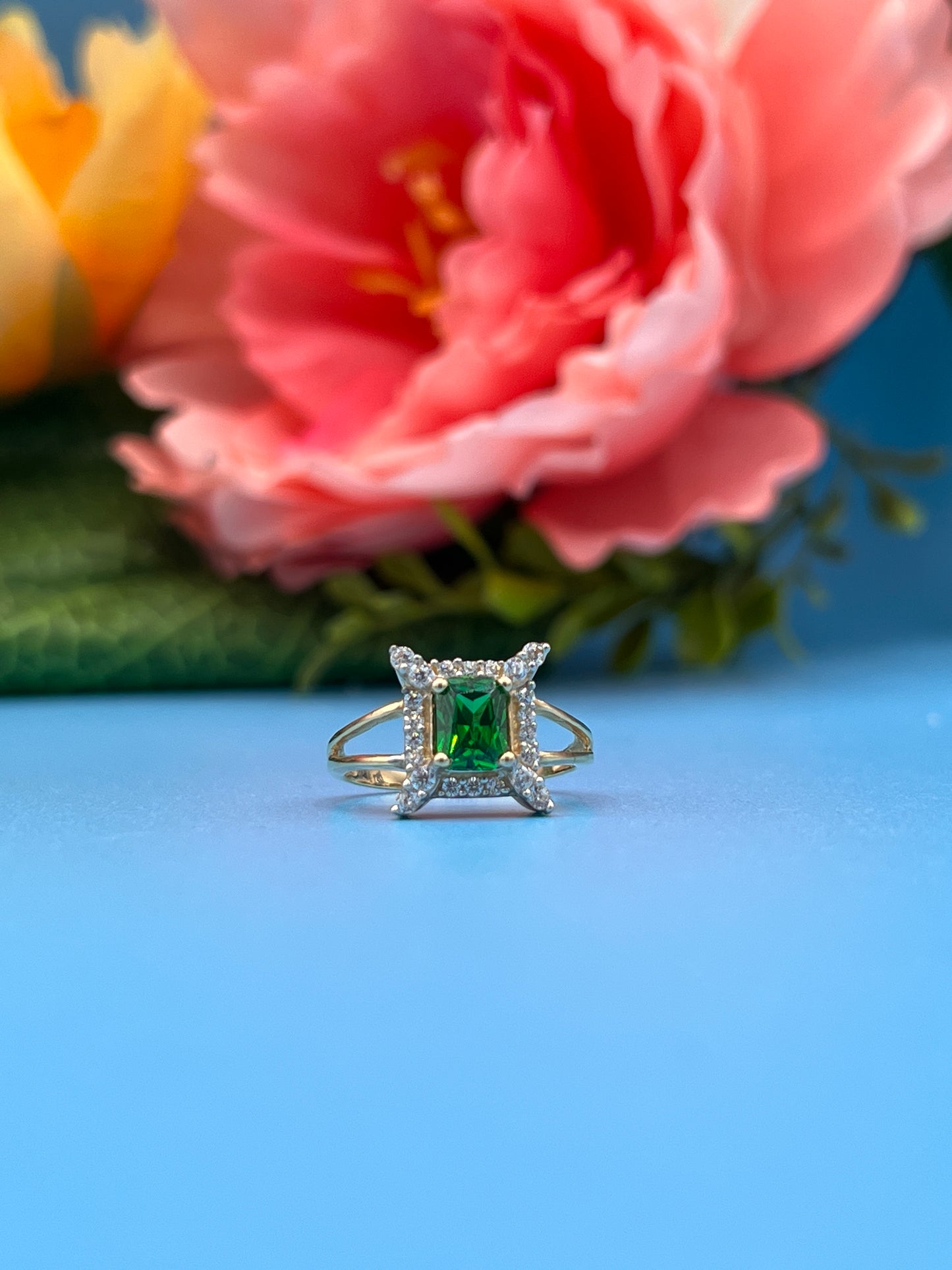 14K Green Stone CZ Ring by GD