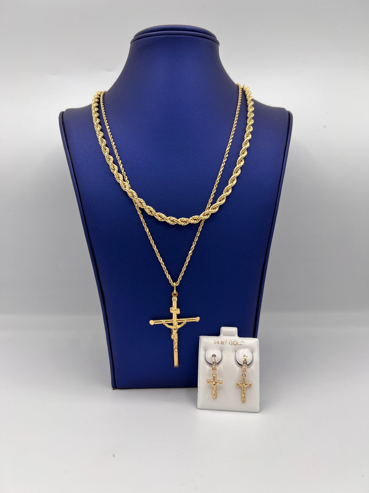 14K Rope Chain With Cross by GDO