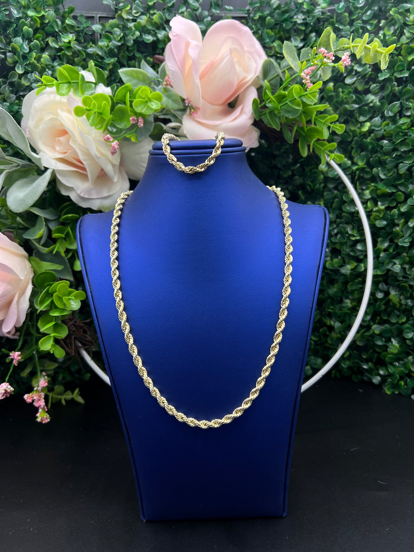 14K Rope chain and bracelet SET