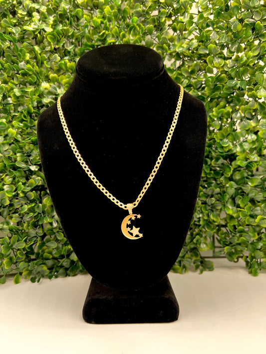 14k Cuban Chain With 🌙 Pendant by GD