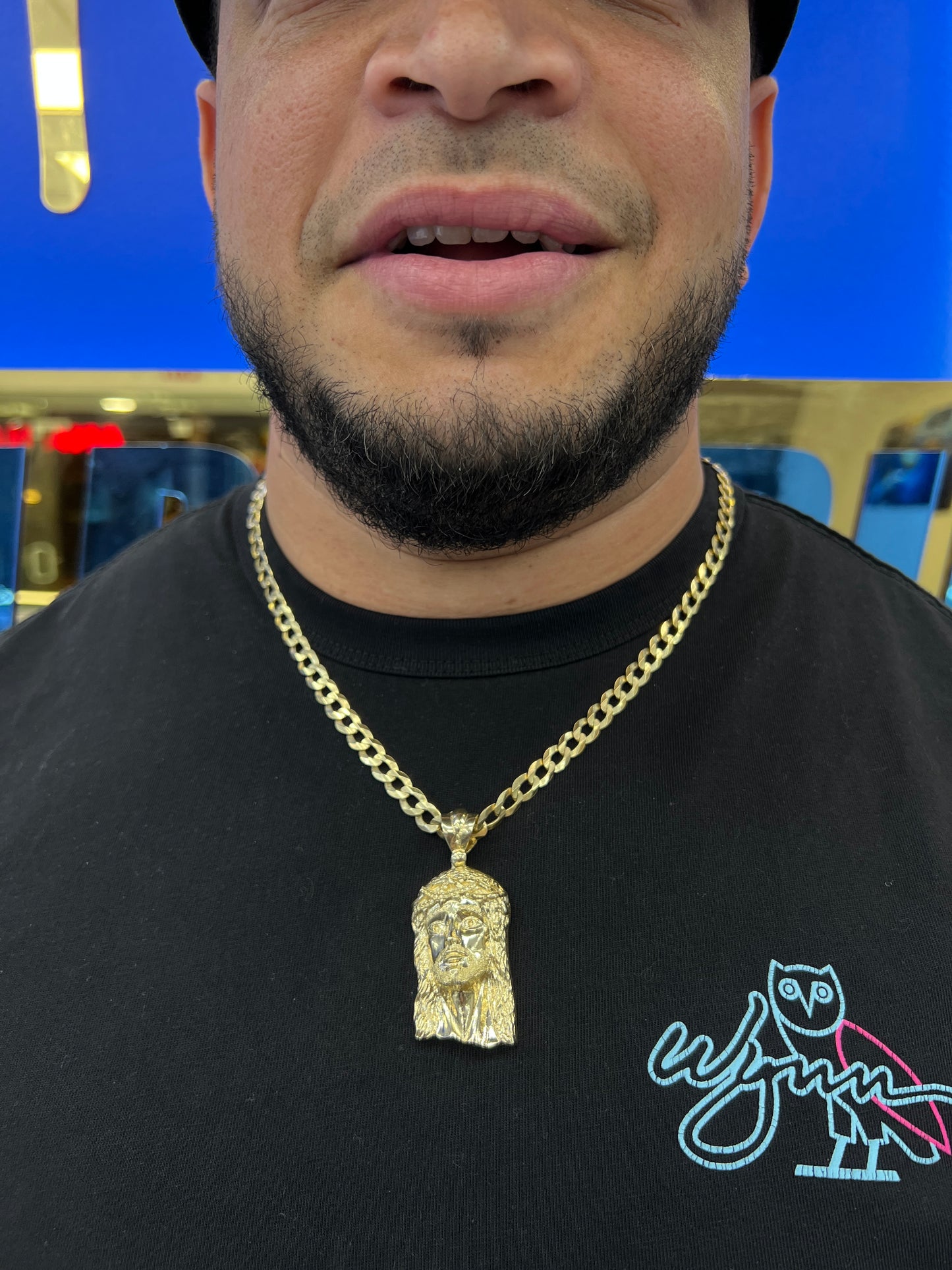 14K Jesus Face With Solid Chain