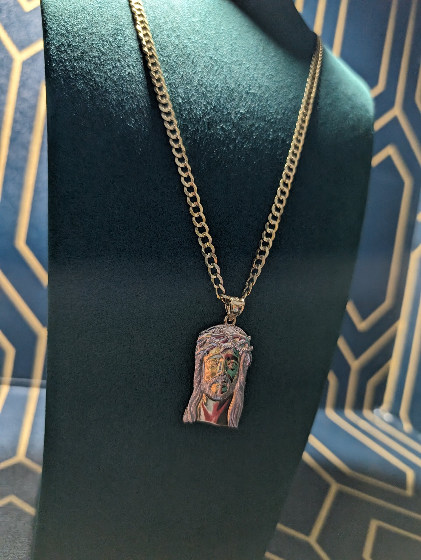 14k Cuban Chain with Jesus Face