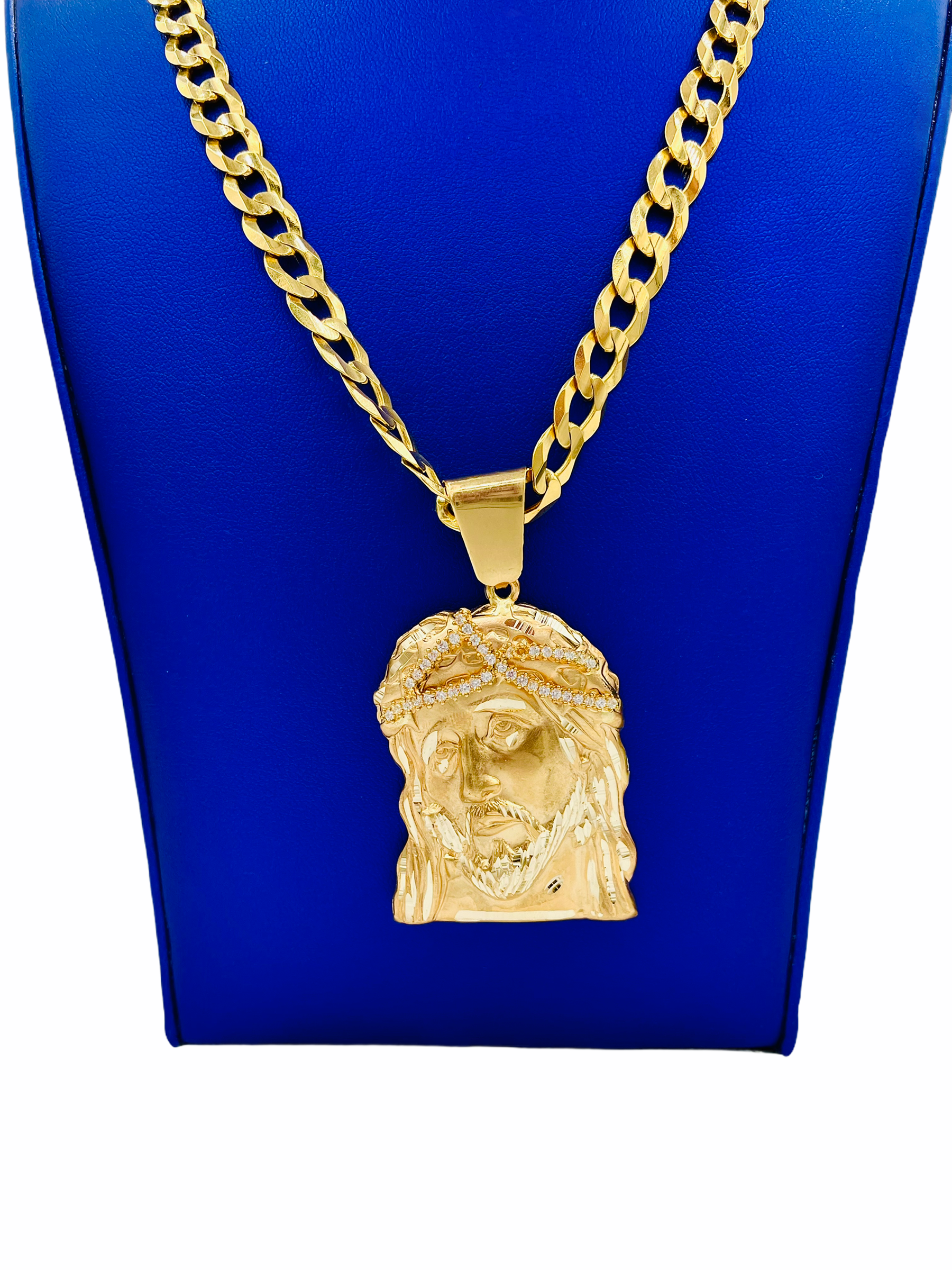 14K  Jesus Christ Pendant with  Cuban Chain by GD ™ (22.9'' - 7mm) - Gold Drip Jewelry