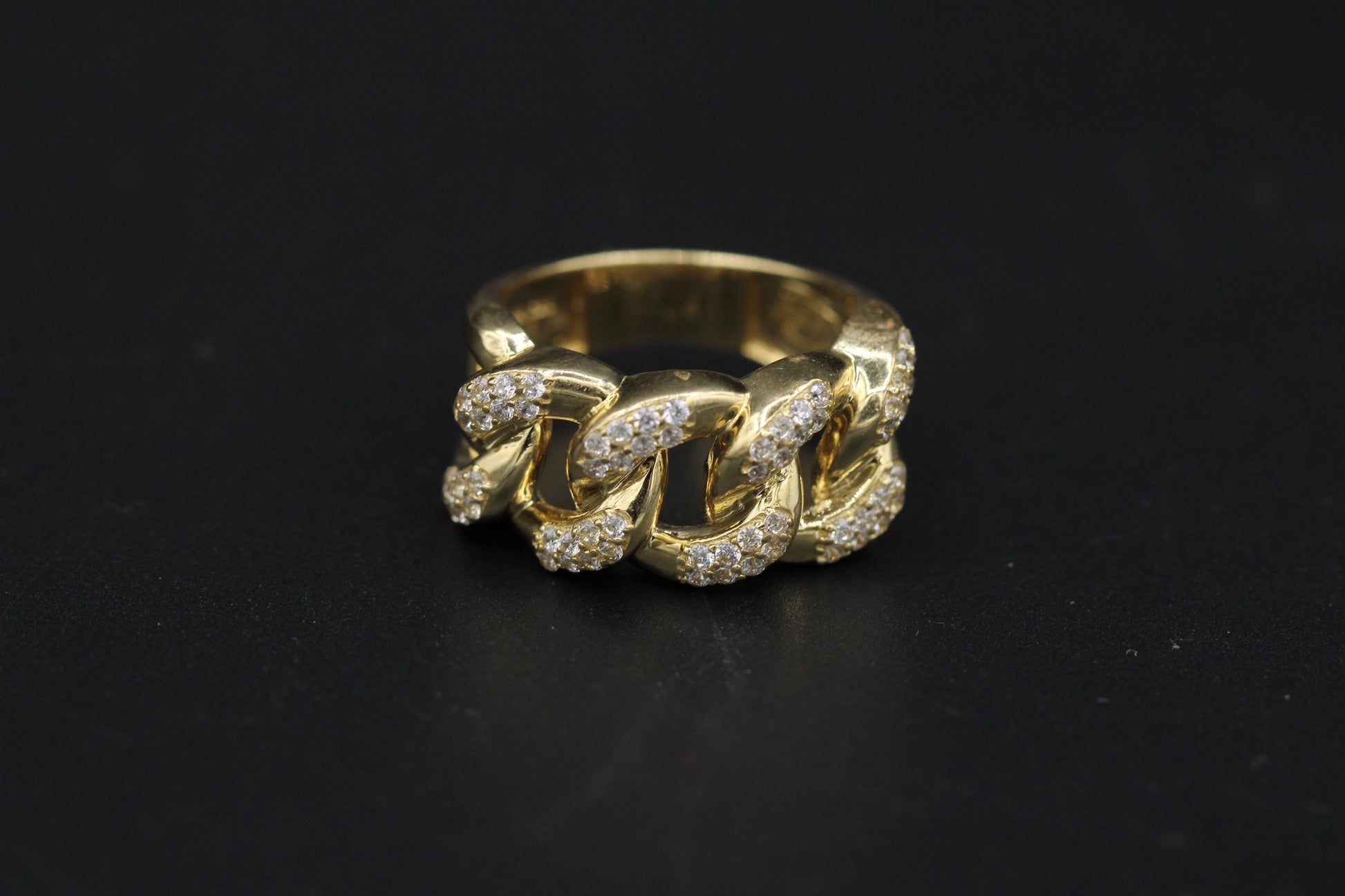 Dynasty Cuban Ring with CZ 14k by Gold Drip ™ - Gold Drip Jewelry