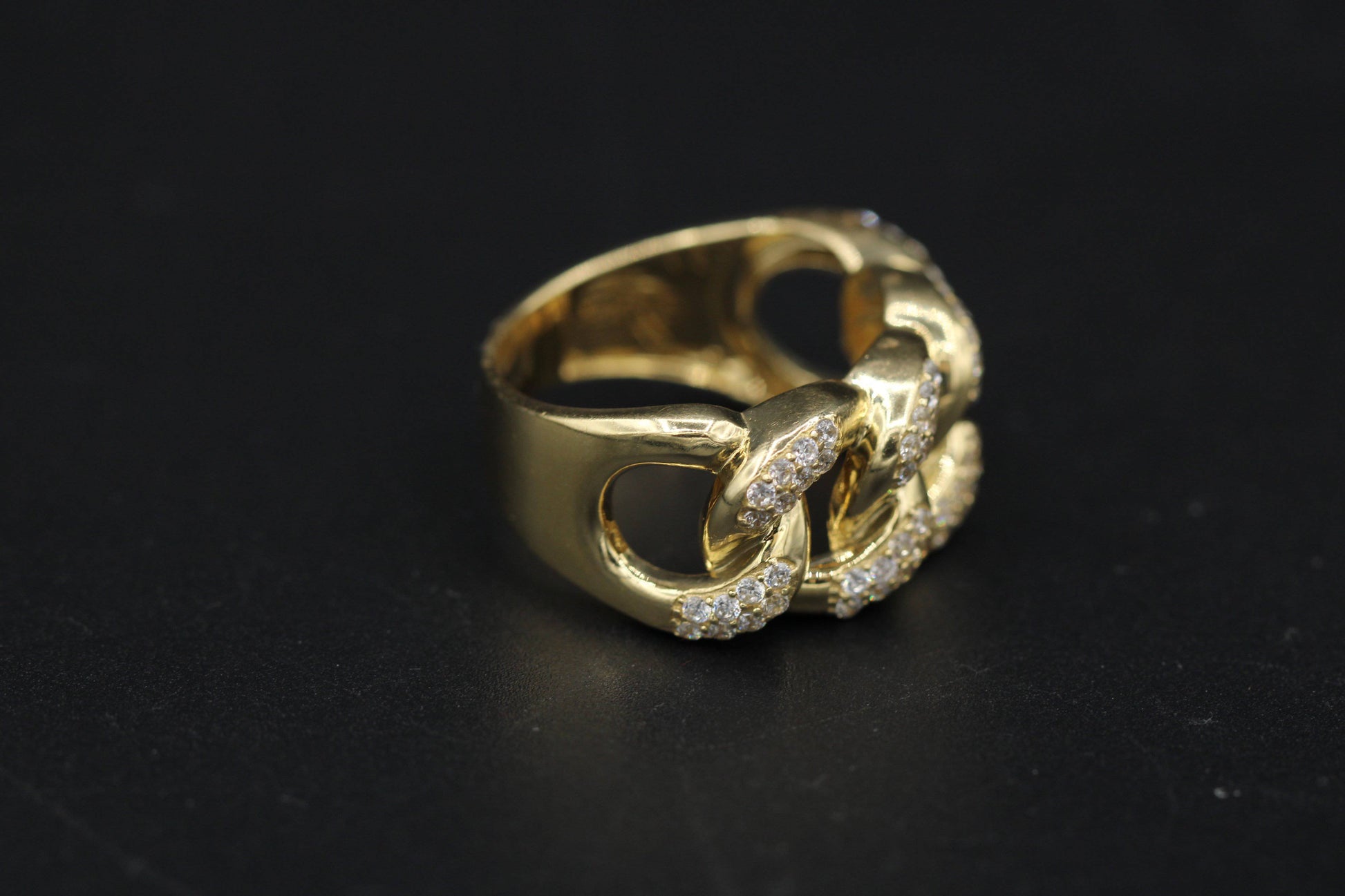Dynasty Cuban Ring with CZ 14k by Gold Drip ™ - Gold Drip Jewelry