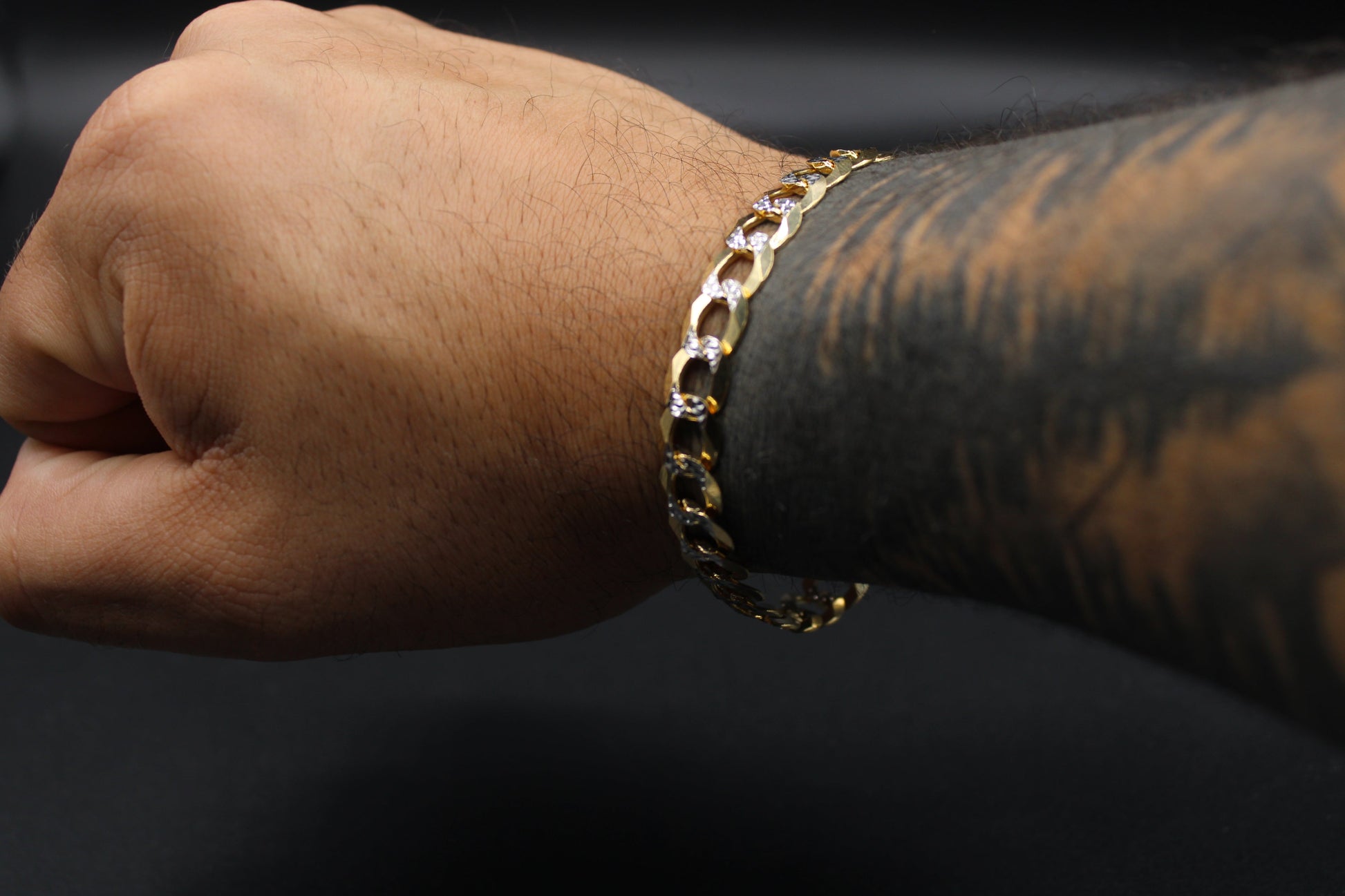 14k Solid Cuban Bracelet Two Tones - Gold Drip Jewelry