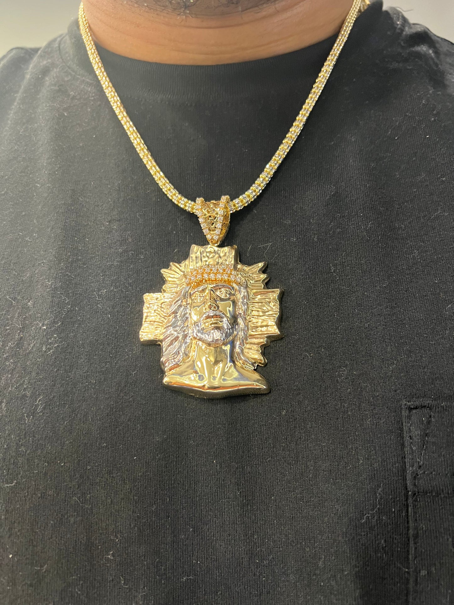 14K JESUS FACE WITH ICE CHAIN