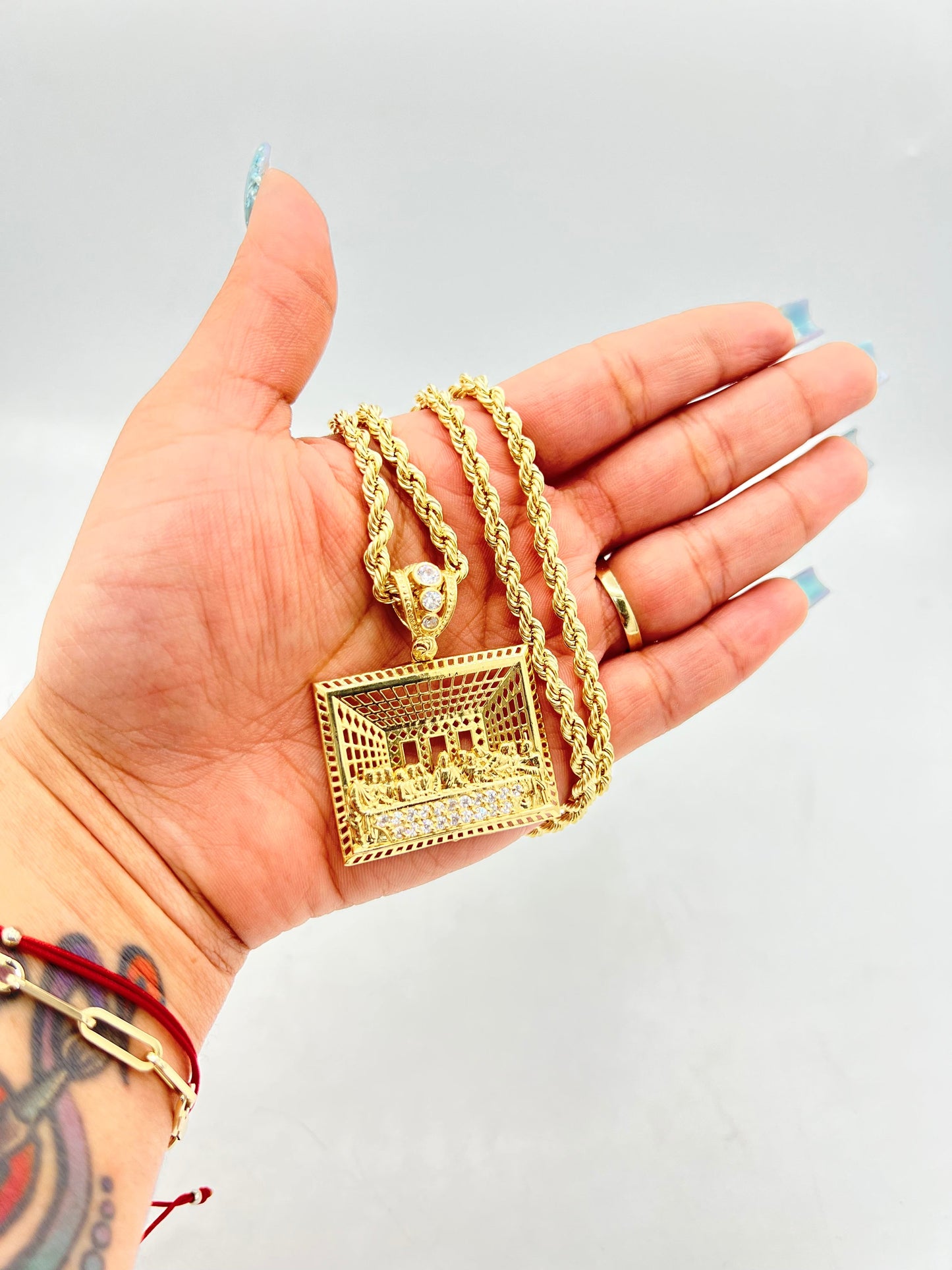 14K  Hollow Rope Chain Last Supper Pendant by GD ™ - Gold Drip Jewelry