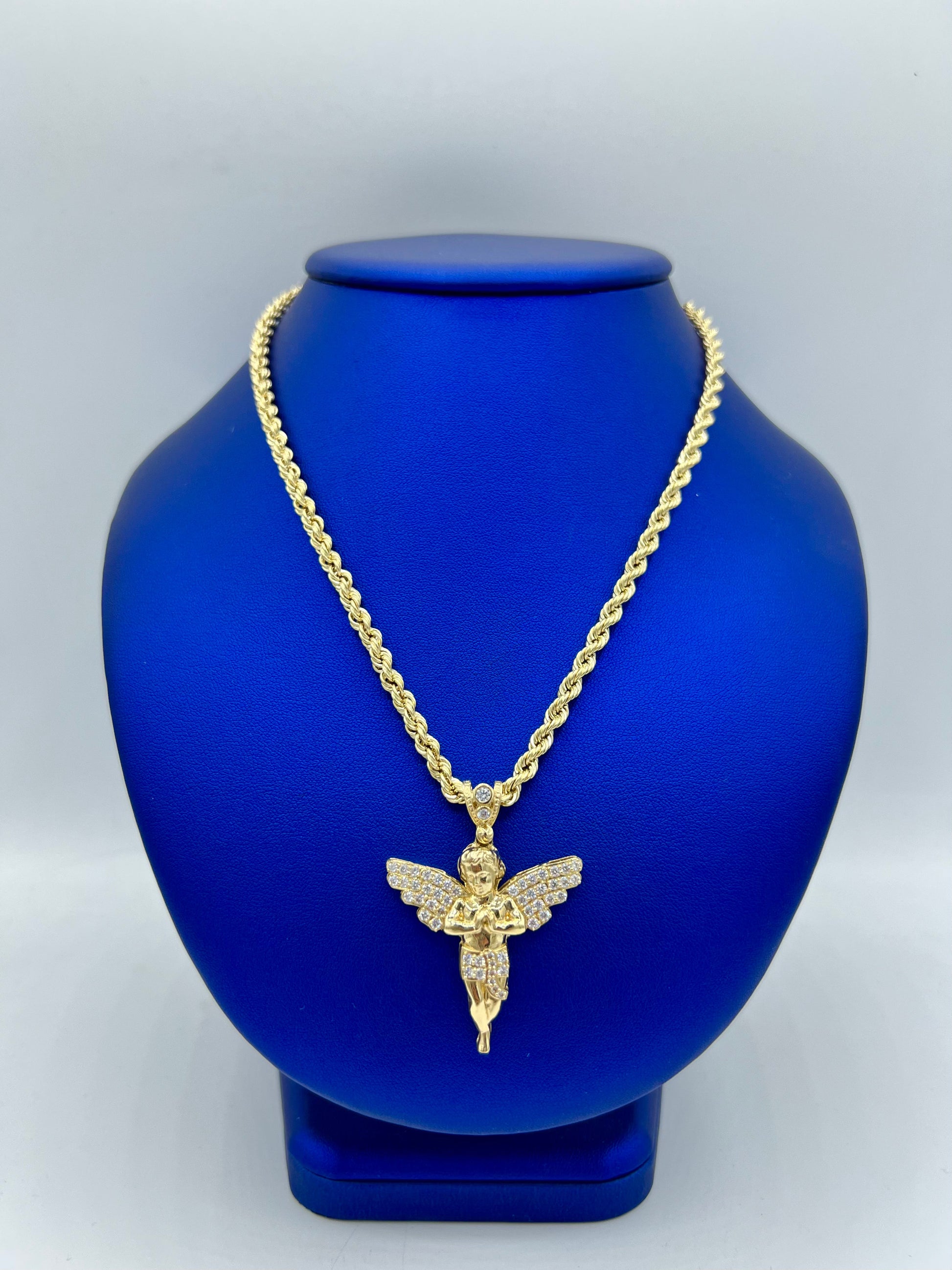 14K  Hollow Rope Chain Angel Pendant by GD ™ - Gold Drip Jewelry