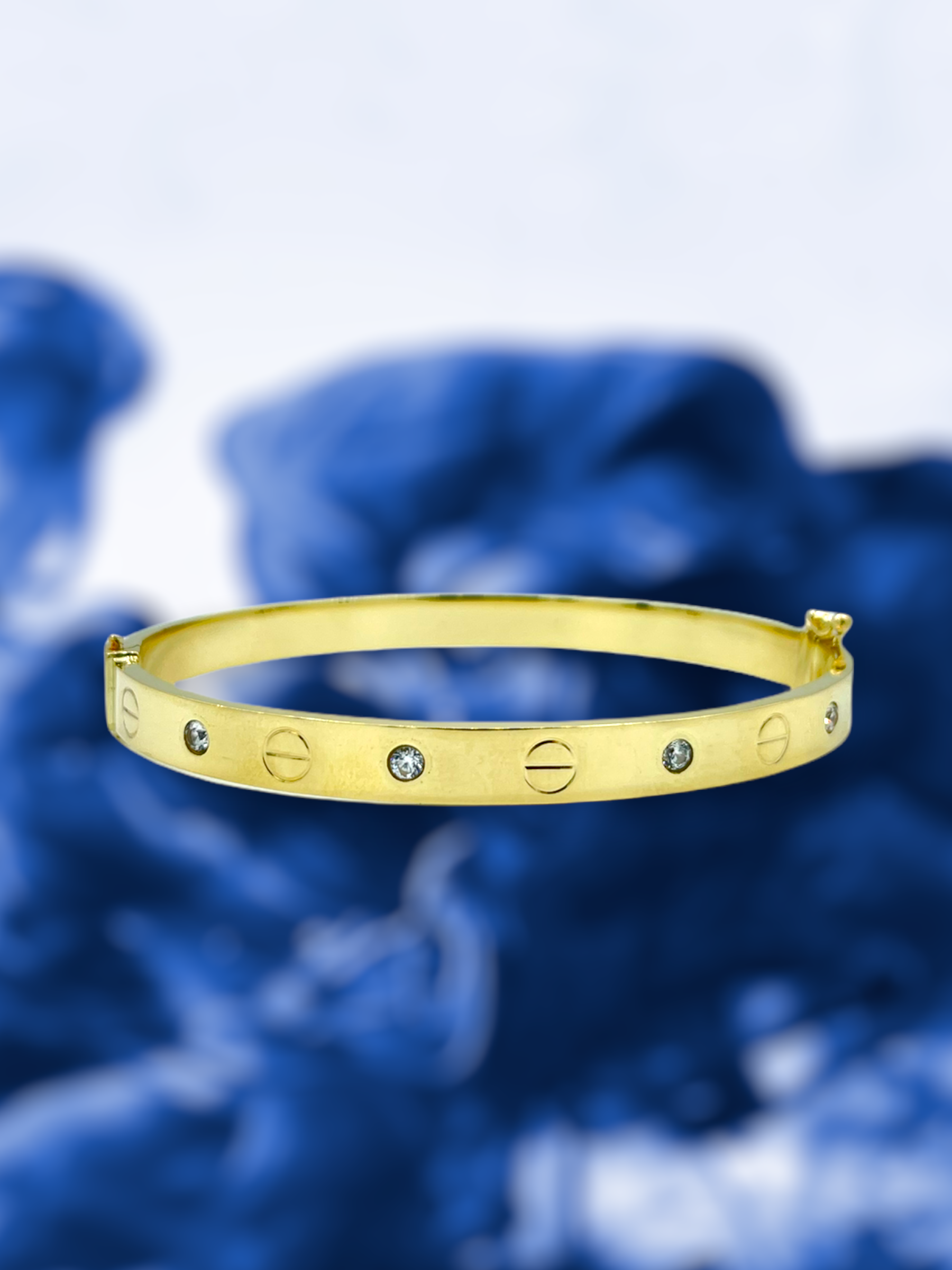 14K Unisex Love Bangle With CZ by GD ™ - Gold Drip Jewelry