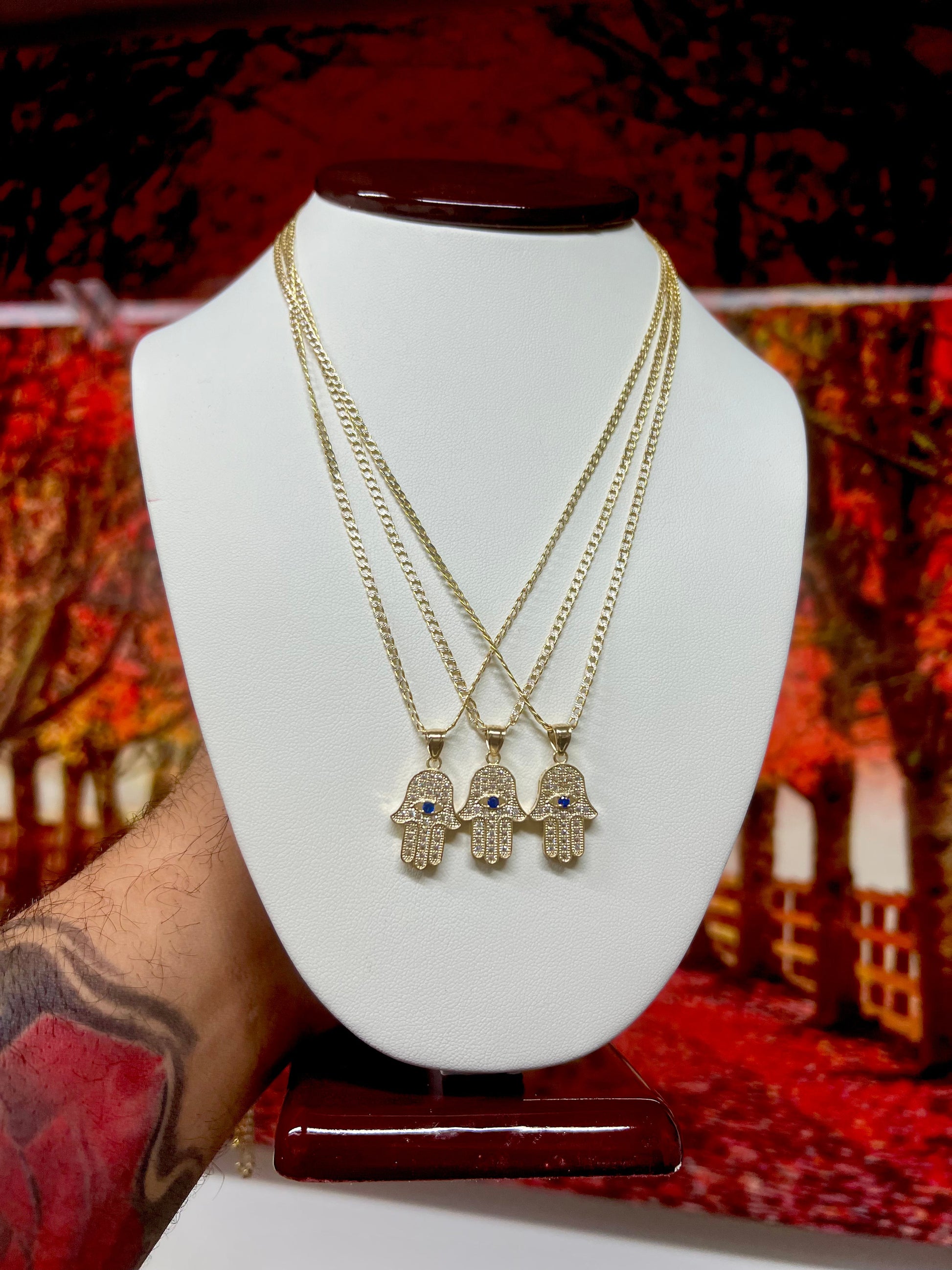 14k Cuban chain with hamsa pendant - Gold Drip Jewelry