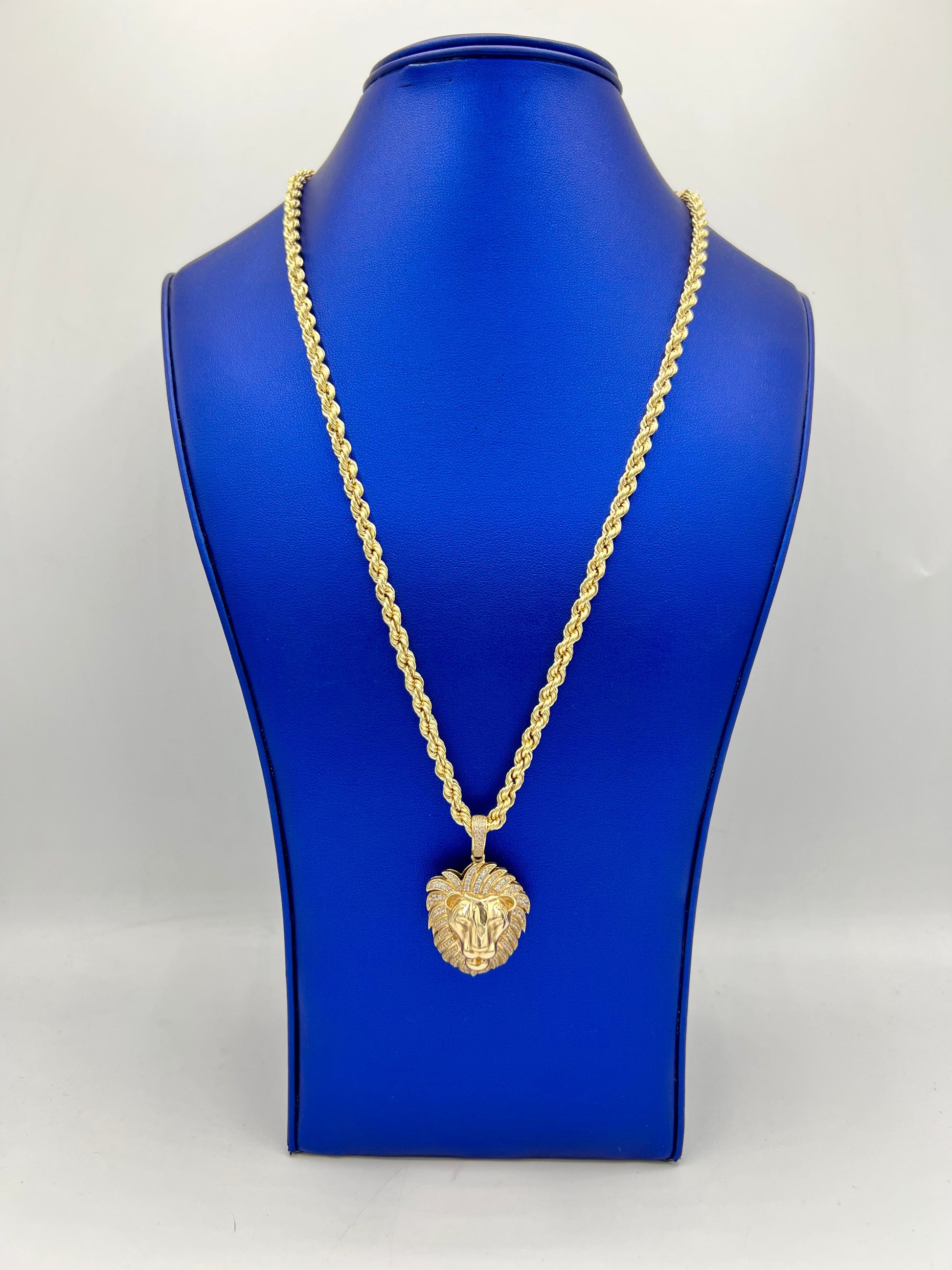 14K  Hollow Rope Chain with Lion Pendant by GD ™ - Gold Drip Jewelry